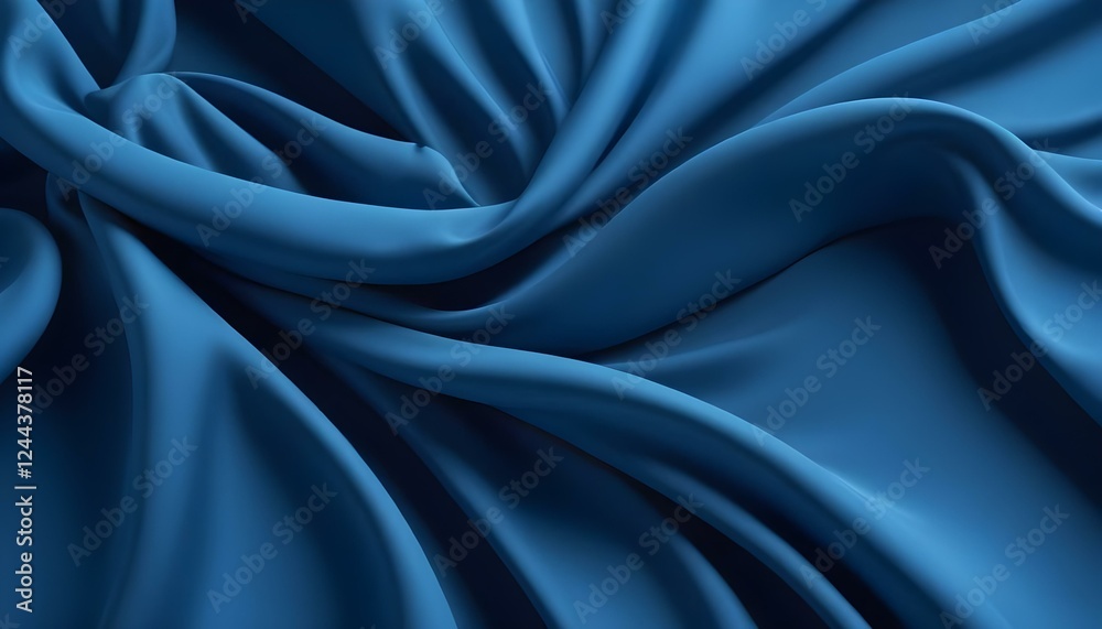 Obraz premium Una tela suave y fluida en un color azul vibrante, con curvas y pliegues suaves que crean una sensación de profundidad y textura sobre un fondo azul sólido
