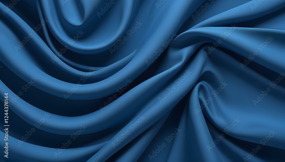 Obraz premium Una tela suave y fluida en un color azul vibrante, con curvas y pliegues suaves que crean una sensación de profundidad y textura sobre un fondo azul sólido