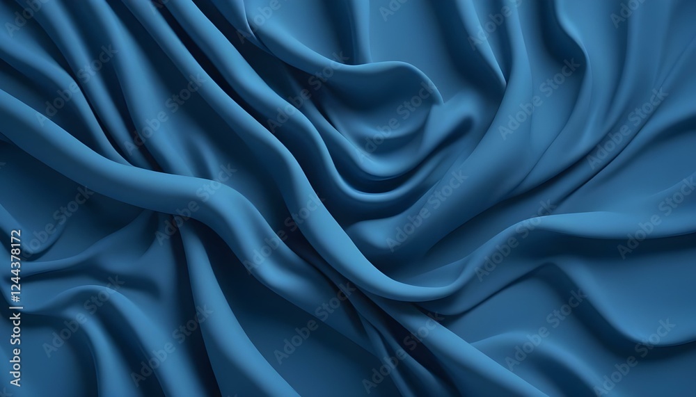 Obraz premium Una tela suave y fluida en un color azul vibrante, con curvas y pliegues suaves que crean una sensación de profundidad y textura sobre un fondo azul sólido