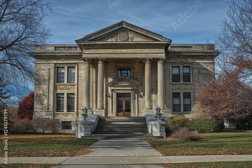 Grand stone building on a fall day