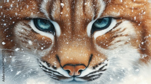 Lynx in snowy wilderness close-up wildlife photography captivating nature scene photo