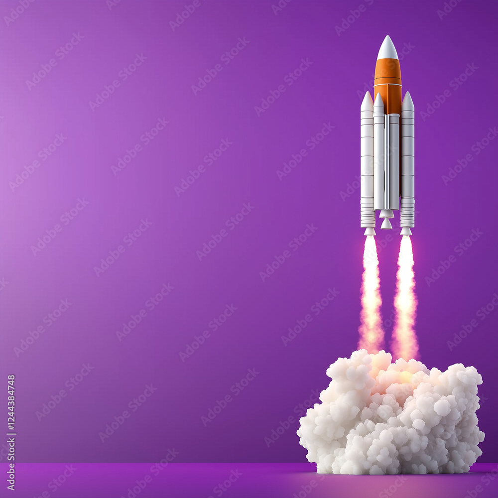 Rakete hebt ab und durchbricht die Wolken in einer futuristischen Szene
Rakete hebt ab und durchbricht die Wolken in einer futuristischen Szene