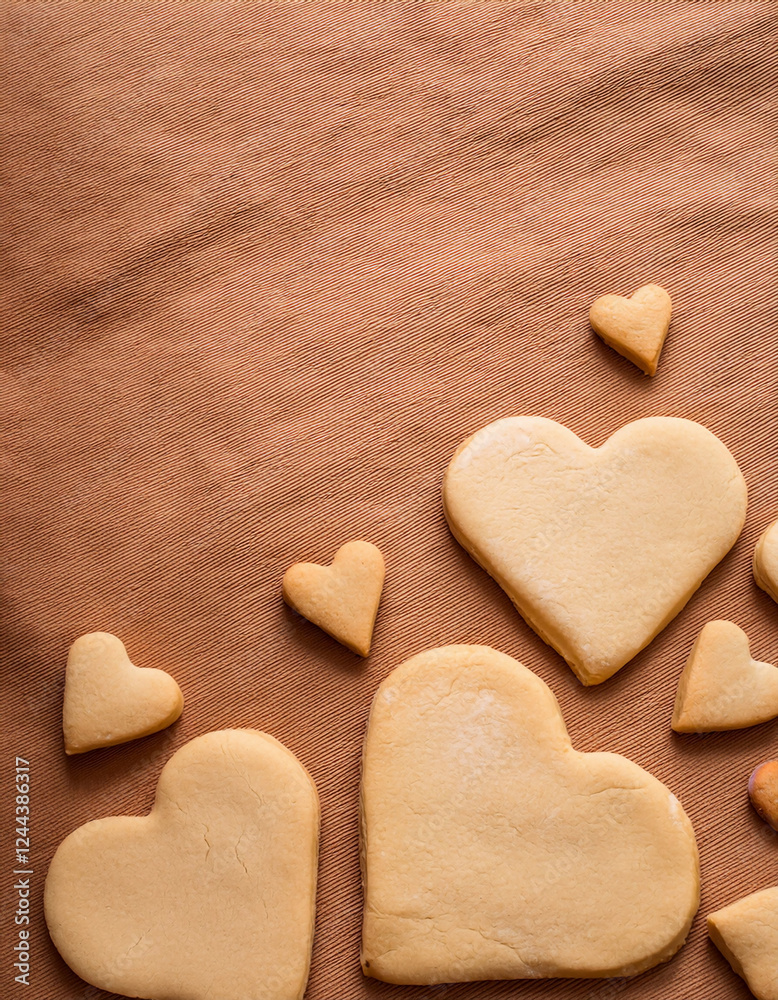 Obraz premium the of Homemade Heart Shaped Baked Butter Cookies Perfect for Valentine Day Treats Enjoy the Sweetness of Delicious Biscuit and Cookie Baking