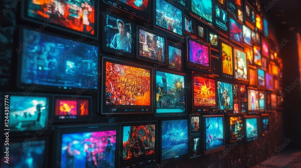 Abstract multimedia background featuring a mix of channel visuals and streaming media technology Abstract multimedia background featuring a mix of channel visuals and streaming media technology
