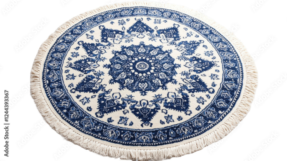Obraz premium Home studio decorative round rug with intricate patterns isolated on transparent background