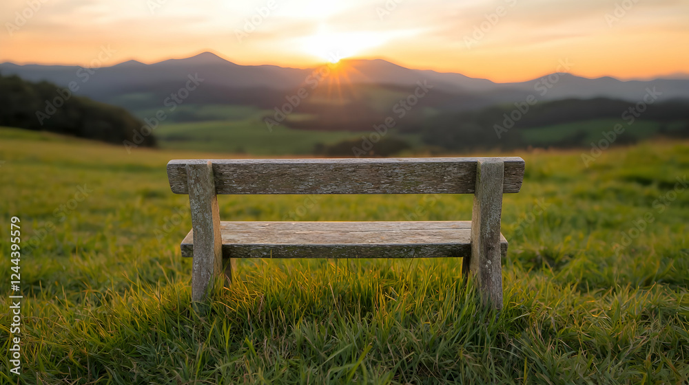 Sunset view from hilltop bench Sunset view from hilltop bench