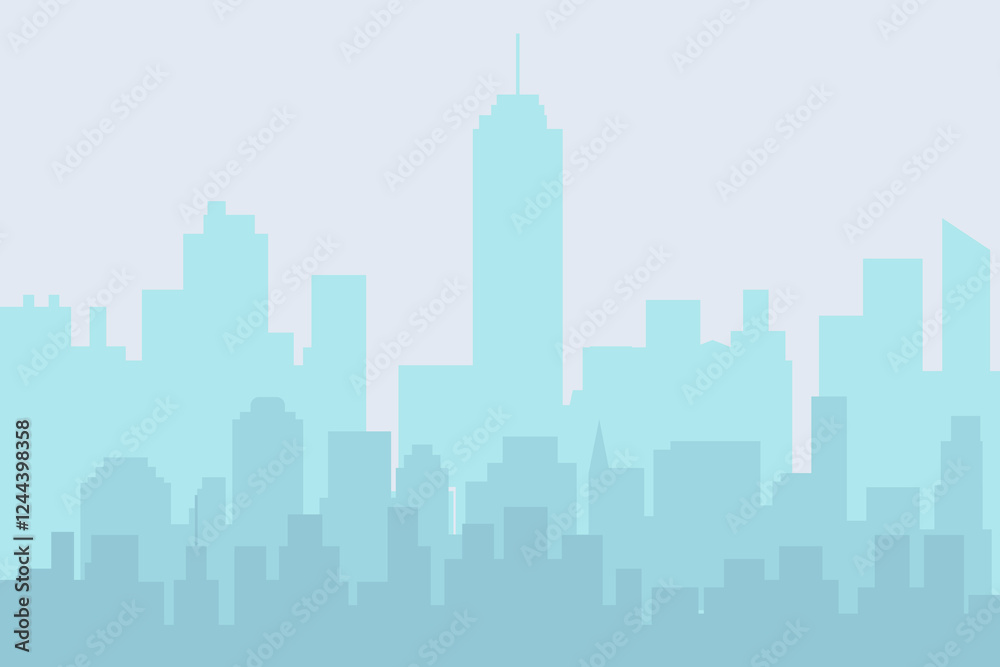 Naklejka premium City skyline vector illustration. Urban landscape cityscape in flat style. City silhouette. Cityscape backgrounds. Daytime city skyline.