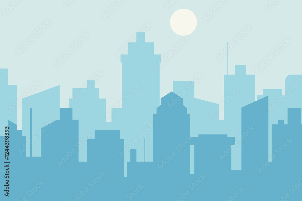 Fototapeta premium City skyline vector illustration. Urban landscape cityscape in flat style. City silhouette. Cityscape backgrounds. Daytime city skyline.