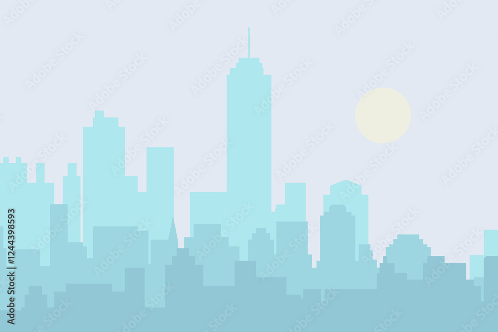 Fototapeta premium City skyline vector illustration. Urban landscape cityscape in flat style. City silhouette. Cityscape backgrounds. Daytime city skyline.