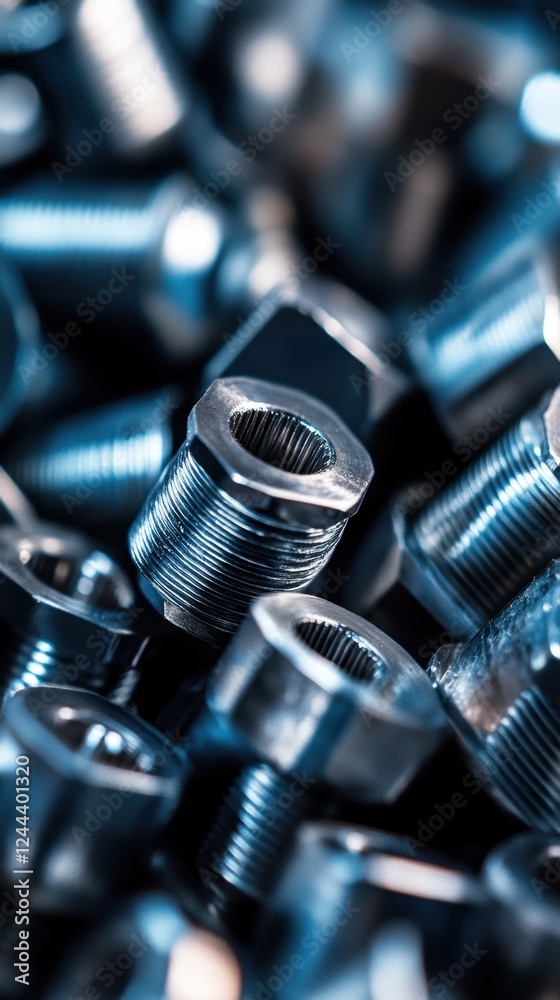 A Close-Up View of Gleaming Metal Fasteners A Close-Up View of Gleaming Metal Fasteners