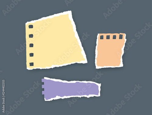 Torn paper, notebook sheets, torn page, vector illustration