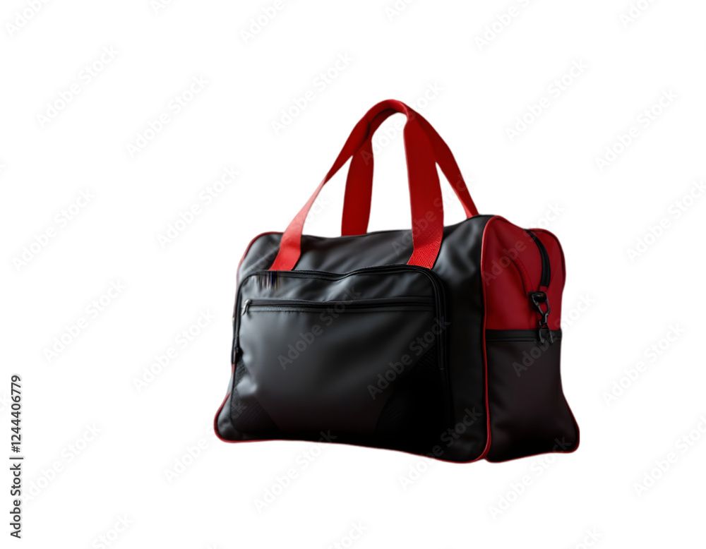 Black Duffel Bag with Red Accents and Multiple Zippered Compartments for Stylish Travel and Gym Use Black Duffel Bag with Red Accents and Multiple Zippered Compartments for Stylish Travel and Gym Use