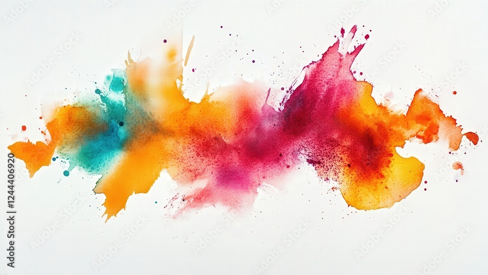 Fototapeta premium Vibrant Abstract Watercolor Splashes in Bright Colors