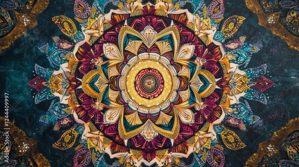 Fototapeta premium Colorful Mandala Art with Intricate Patterns and Symmetrical Design