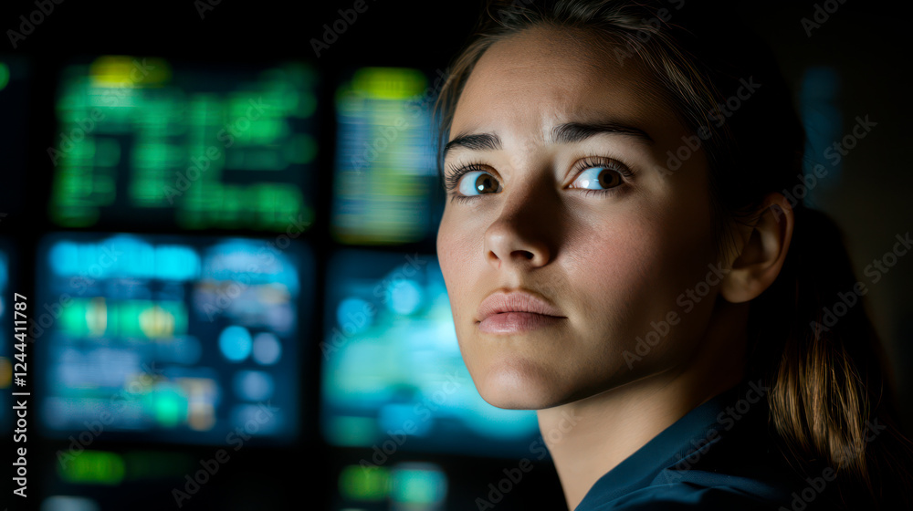 Obraz premium Air traffic dispatcher in control room