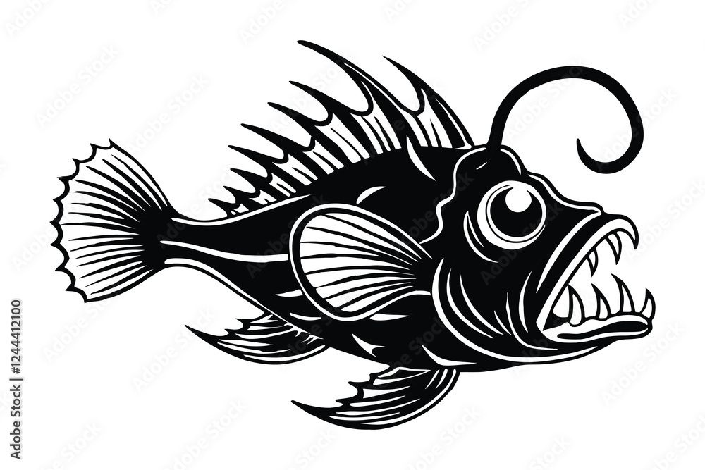 Silhouette of an anglerfish isolated on a white background Silhouette of an anglerfish isolated on a white background