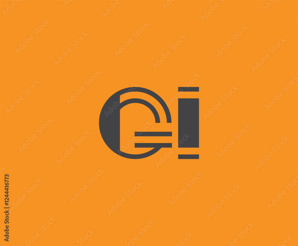 Bold black lettering 'GI' with geometric elements on a vivid orange background, ideal for branding, design, or modern creative projects. Bold black lettering 'GI' with geometric elements on a vivid orange background, ideal for branding, design, or modern creative projects.