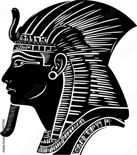Profile Illustration of an Egyptian Pharaoh