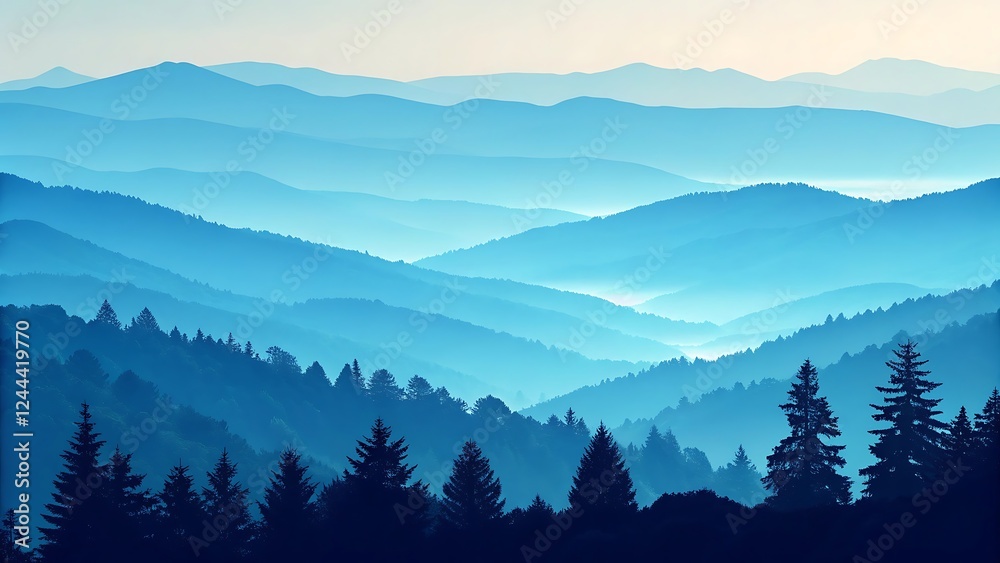 Obraz premium Blue forest with everest background