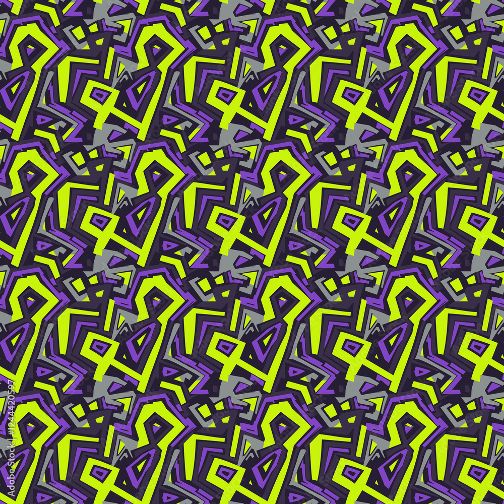 High-Energy Seamless Pattern in Gray, Purple, and Lime Green