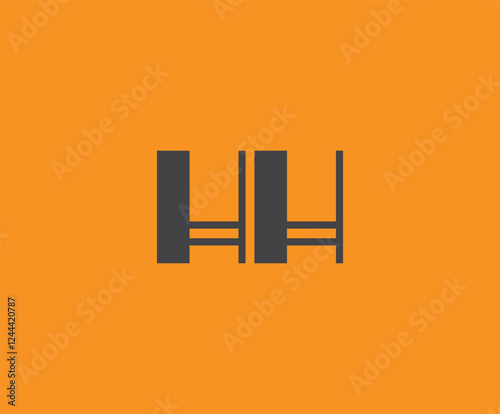 Bold black lettering 'HH' with geometric elements on a vivid orange background, ideal for branding, design, or modern creative projects.