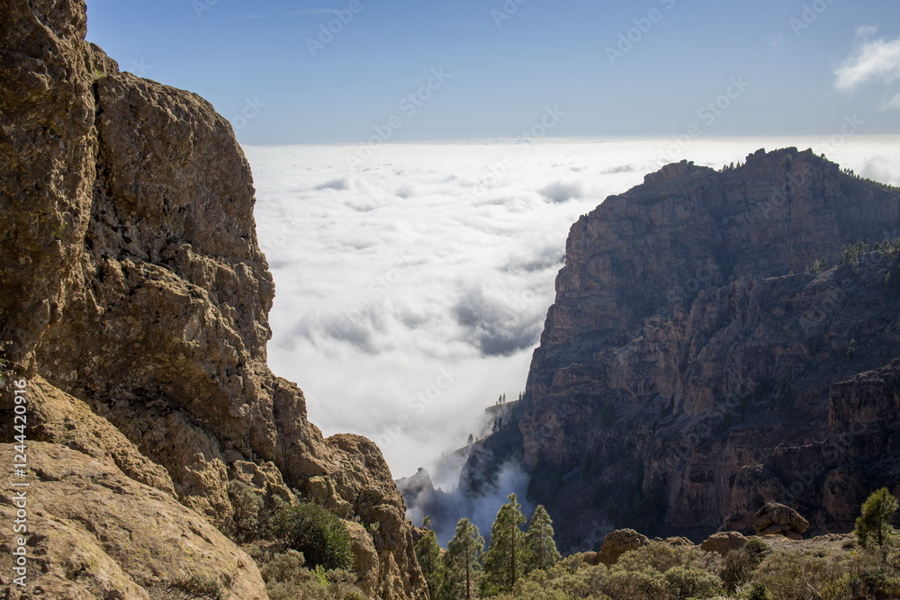 Pico de las Nieves, Gran Canaria's highest peak, above a sea of clouds.