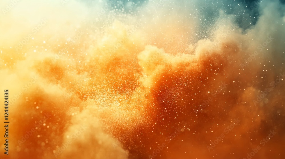 Fototapeta premium An abstract digital background featuring a burst of dynamic, colorful particles with a sense of motion, creating a lively and engaging atmosphere.