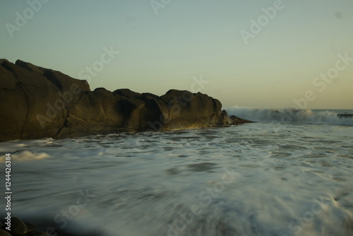 Obraz na płótnie Rocky beach in Gran Canaria at sunset, sunrise. w salonie