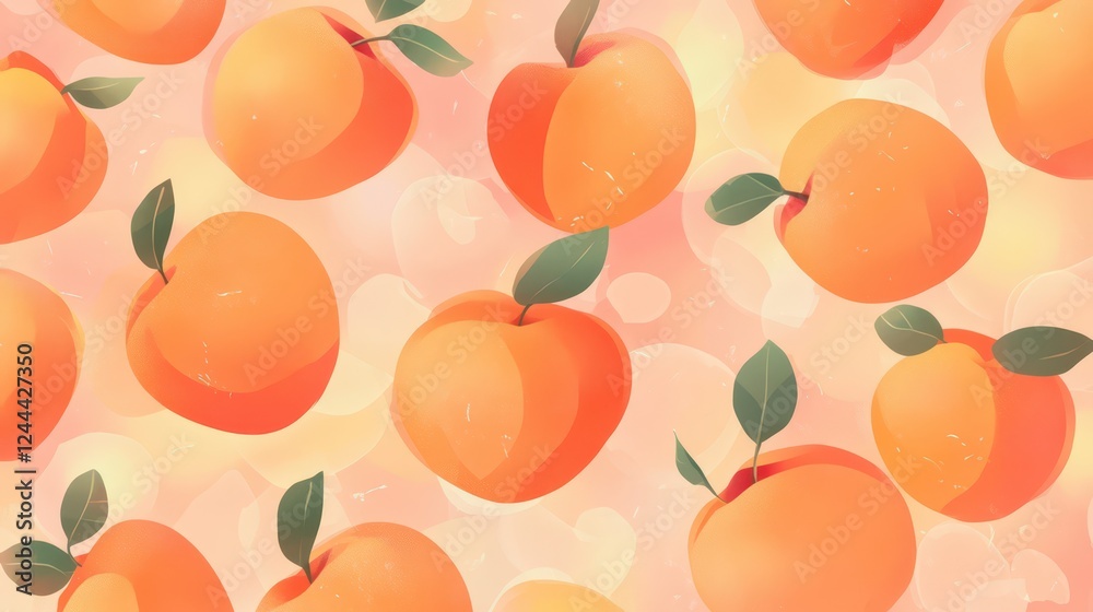 Fresh apricot fruit pattern for summer design and decor. Copy space. Flat illustration Fresh apricot fruit pattern for summer design and decor. Copy space. Flat illustration