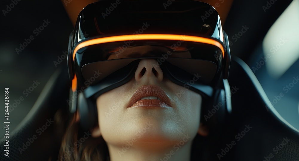 A youthful man with a beard and glasses immersed in virtual reality A youthful man with a beard and glasses immersed in virtual reality