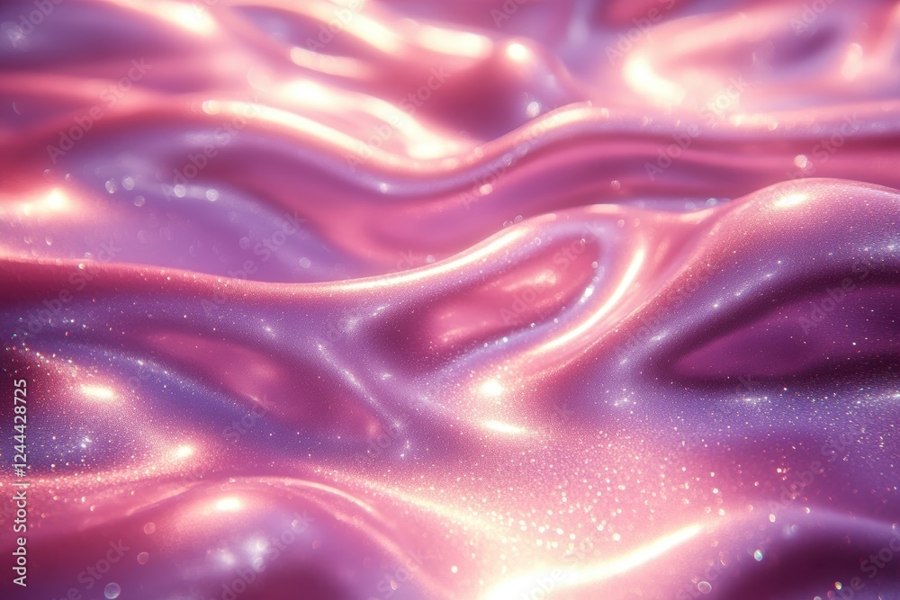 A shimmering, wavy surface in pink and purple hues with sparkles. A shimmering, wavy surface in pink and purple hues with sparkles.
