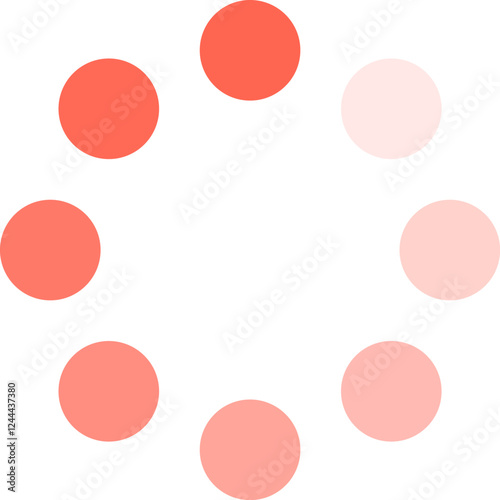 Eight dots arranged in a circular formation transitioning smoothly from orange to pink, visually representing loading or progress in a dynamic and modern style