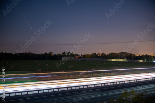 Comet C 2023 A3 (Tsuchinshan-ATLAS) above Pruhonice and D1 highway near Prague, Czech republic, October 15, 2024 photo