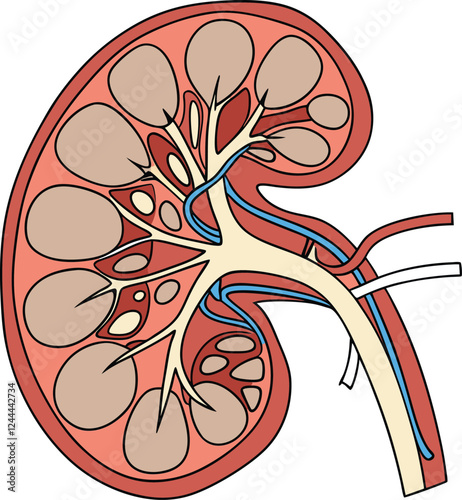 Human kidney with shield isolated on white background. Kidney care concept. Kidney vector art.