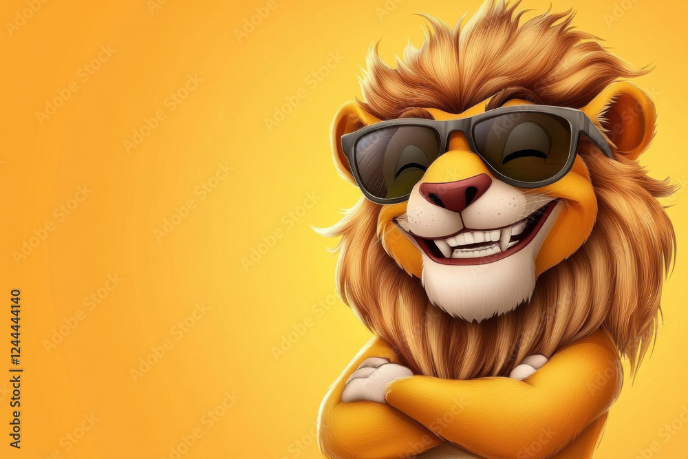 Fototapeta premium Cute Lion Kid in a Colorful, Joyful Setting