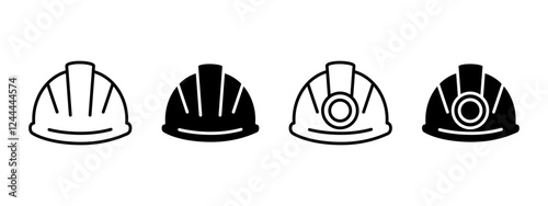 Hard hat icon. Protective helmet vector illustration. Safety cap symbol. Construction worker or miner equipment. Industrial engineer sign. Architect or builder concept. Construction hard hat pictogram