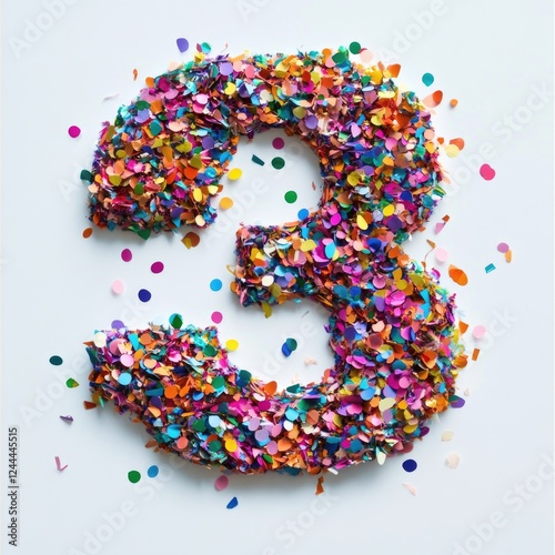 Birthday Confetti Number Three Decoration