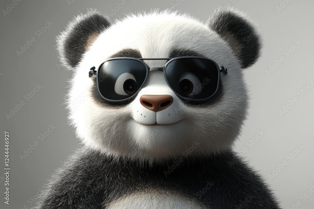 Playful Panda Character Wearing Oversized Glasses Playful Panda Character Wearing Oversized Glasses