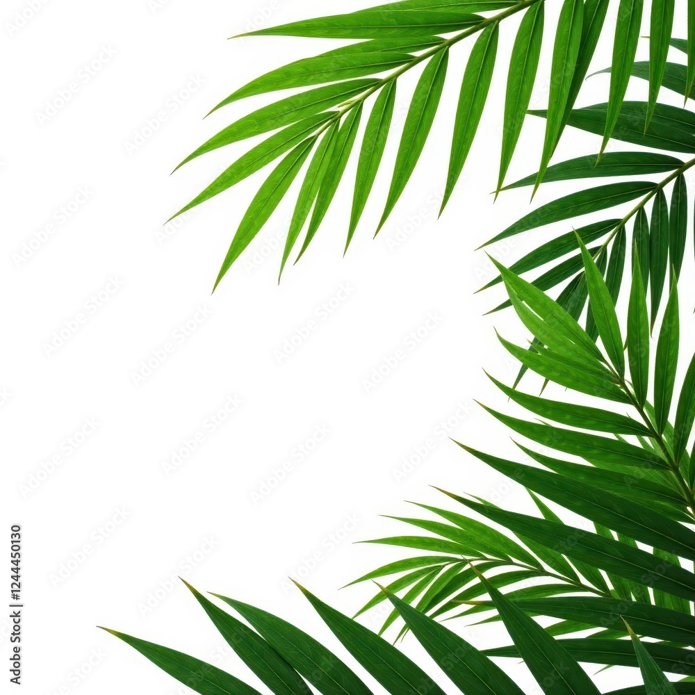 Isolated coconut plam leaves against white background with natural textures, isolated, natural textures Isolated coconut plam leaves against white background with natural textures, isolated, natural textures
