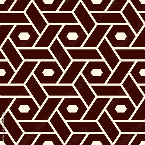 Hexagonal seamless pattern. Honeycomb surface print. Mosaic tiles. Flooring background. Wicker, weave, entwine effect geometric ornament. Modern geo design wallpaper. Vector abstract.