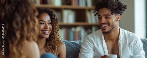 Couple Smiling and Enjoying Time Together in a Cozy Home Environment