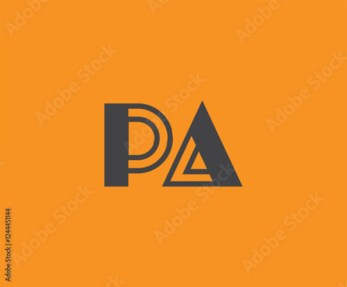 Bold black lettering 'PA' with geometric elements on a vivid orange background, ideal for branding, design, or modern creative projects.