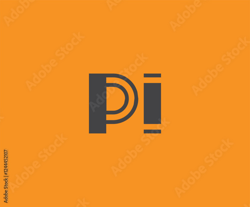 Bold black lettering 'PI' with geometric elements on a vivid orange background, ideal for branding, design, or modern creative projects.