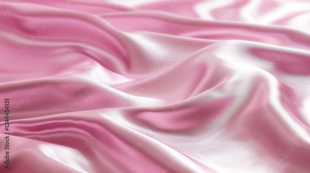 Obraz premium A close-up of soft, flowing pink satin fabric, showcasing its smooth surface and delicate folds, perfect for fashion or interior design.