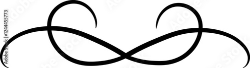 Elegant flourish forming a symmetrical decorative swirl design, perfect for embellishing invitations, certificates, or other graphic design projects, adding a touch of sophistication and refinement