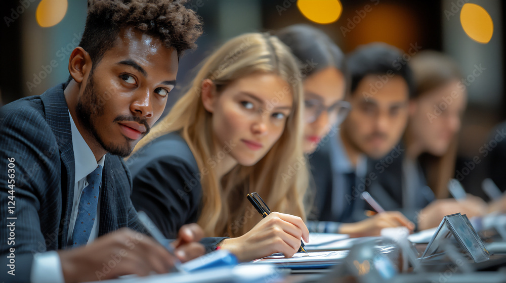 diverse team working on a business proposal in a conference room diverse team working on a business proposal in a conference room