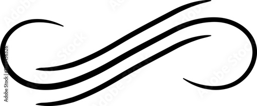 Three parallel curved lines are creating an infinity symbol, representing limitless possibilities and eternal connection, suitable for various design projects
