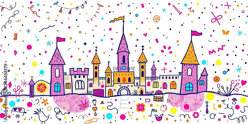 Fototapeta premium Polka-Dot Kingdom: A Doodle Delight