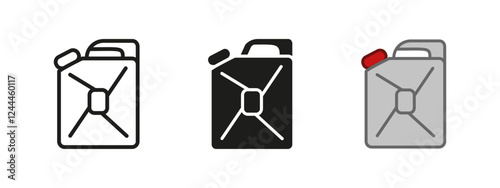 Fuel canister icon. Gas can symbol. Oil container vector illustration. Gasoline tank sign. Petrol station logo. Jerrican or jerrycan concept. Petroleum gallon metal canister pictogram isolated.