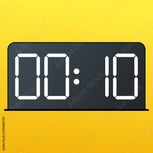 White smartwatch accessory with a sleek black screen showing 00:10 AM on the screen.  Isolated on a yellow background.